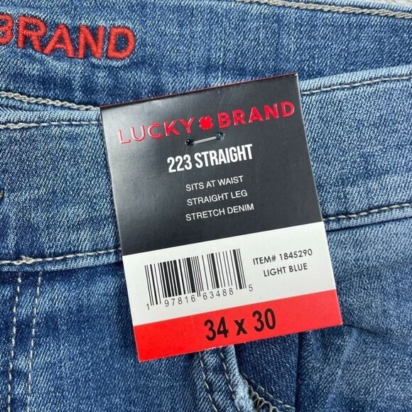 Lucky Brand 223 Straight Mens Stretch Denim Jeans 34x30 Light Blue a0326 - Picture 2 of 12